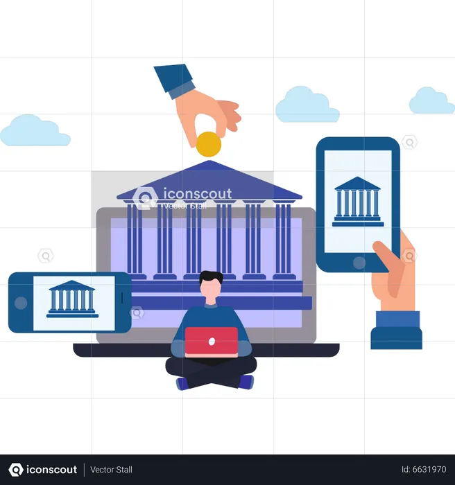 Man use digital banking  Illustration