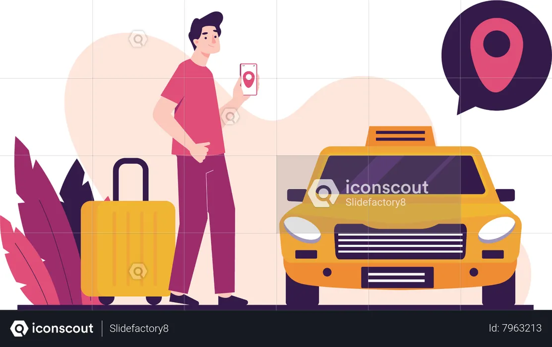 Man use Taxi Service  Illustration