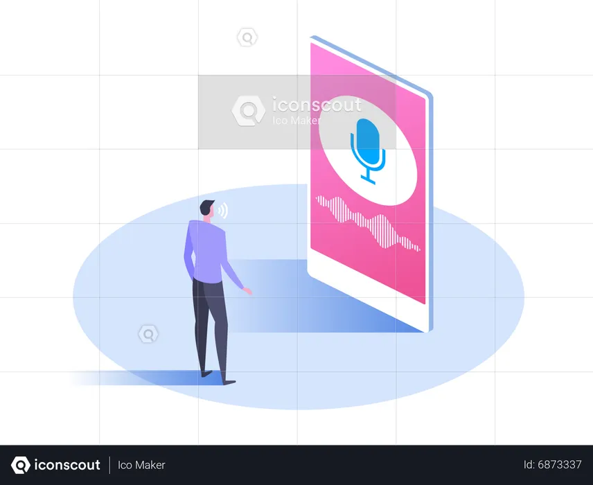 Man use voice recognition  Illustration