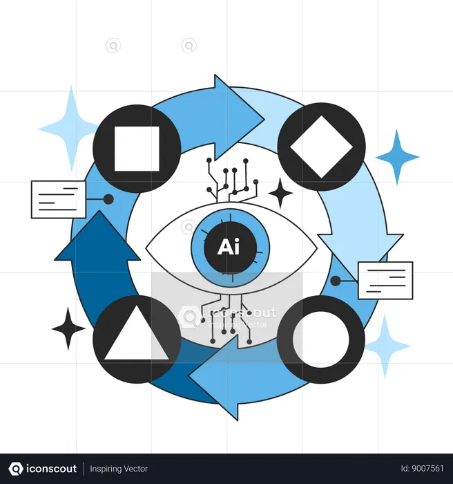 Man uses AI technology  Illustration