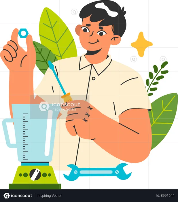 Man uses eco energy  Illustration