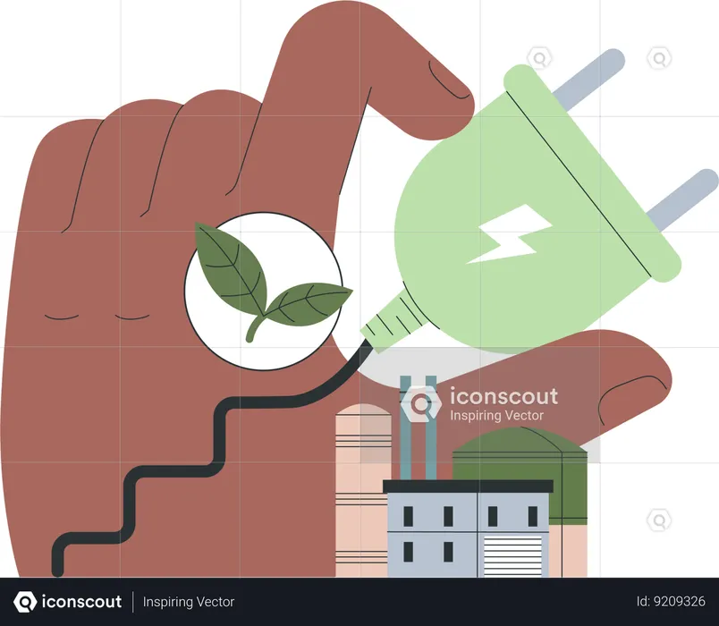Man uses eco energy in smart home  Illustration