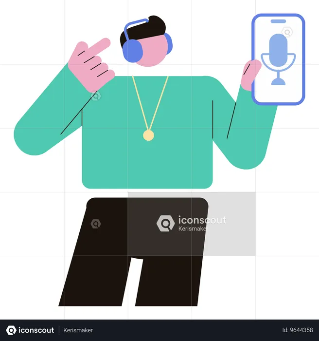 Man uses podcast application  Illustration