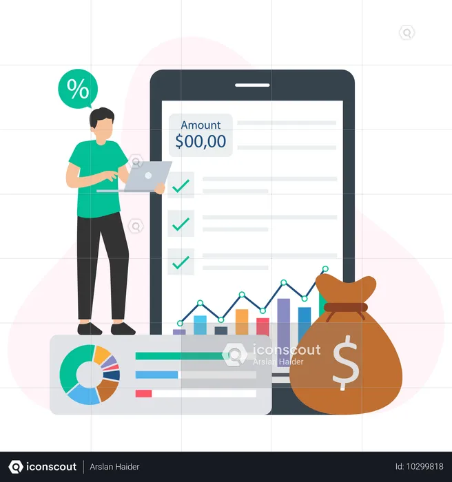 Man Using Accounting App  Illustration