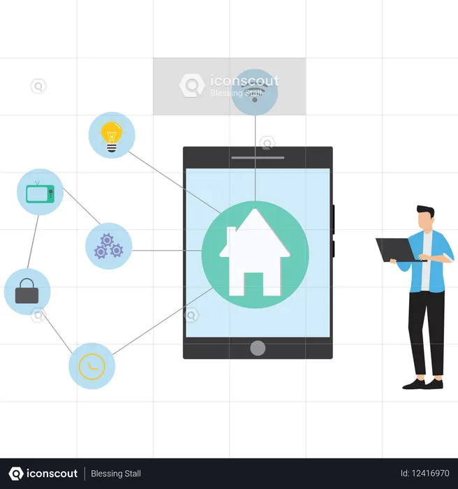 Man using AI-Powered Smart Home System  Illustration