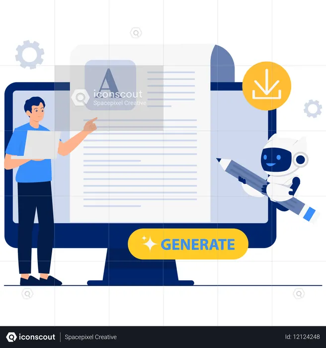 Man using AI Text Generation  Illustration