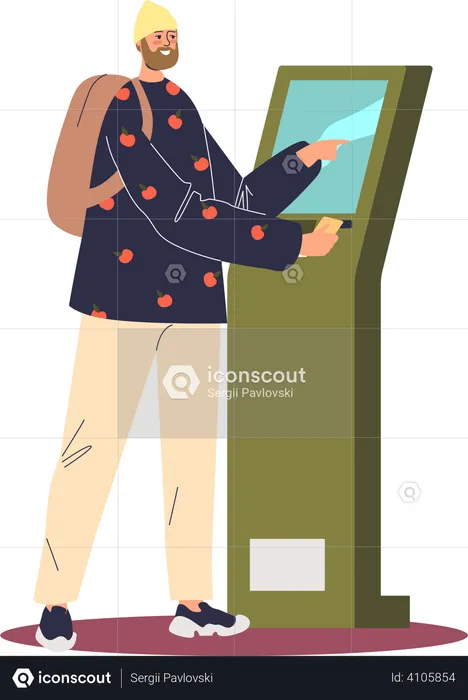 Man using atm machine  Illustration