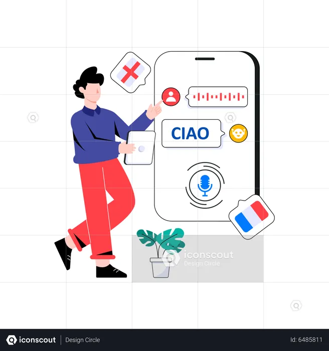 Man using audio translation app  Illustration