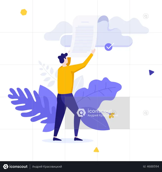 Man using cloud data service  Illustration