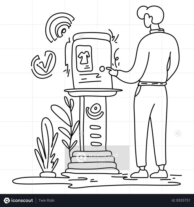 Man using contactless payments  Illustration