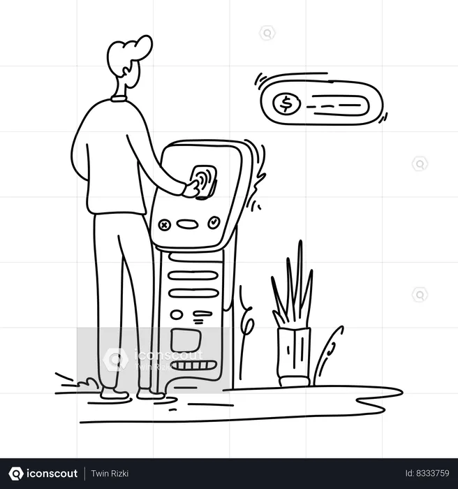 Man using contactless payments  Illustration