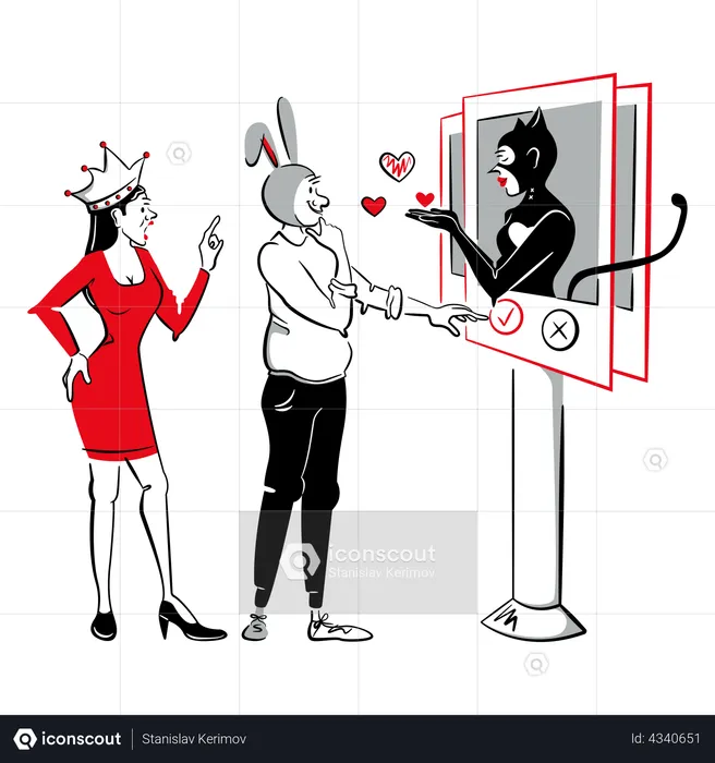 Man using dating site  Illustration