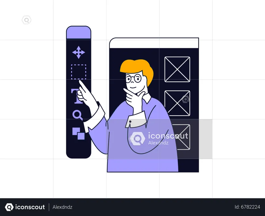 Man using design tools  Illustration