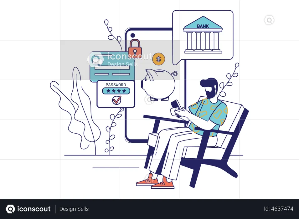 Man using digital banking  Illustration