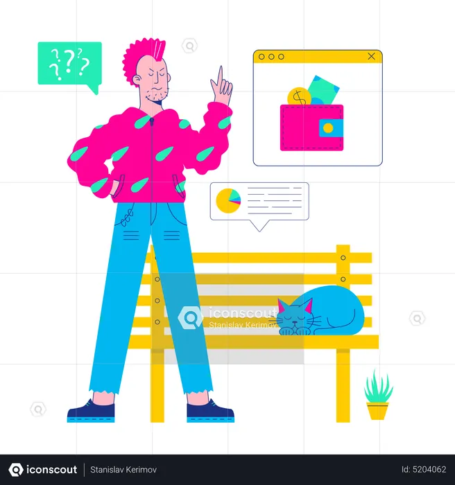 Man using digital wallet  Illustration