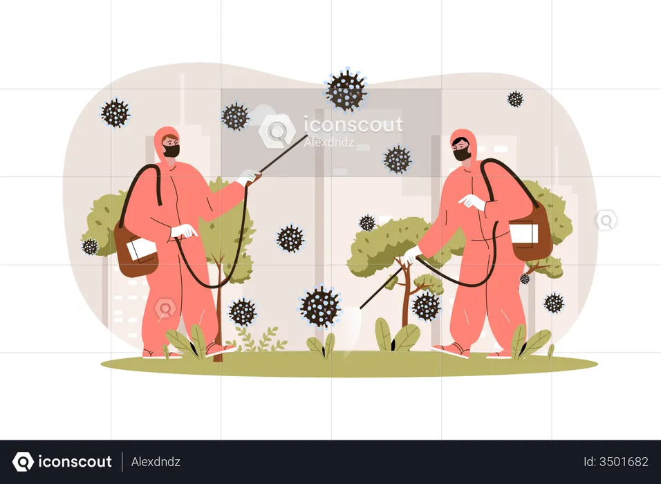 Man using disinfectant spray  Illustration