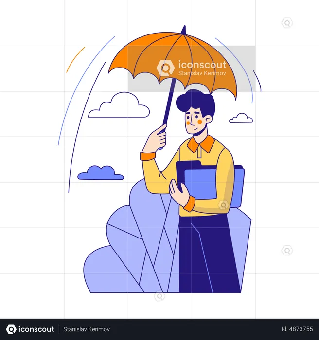 Man using document insurance  Illustration