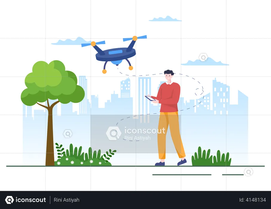 Man using drone technology  Illustration