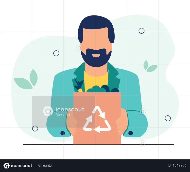 Man using eco bag  Illustration