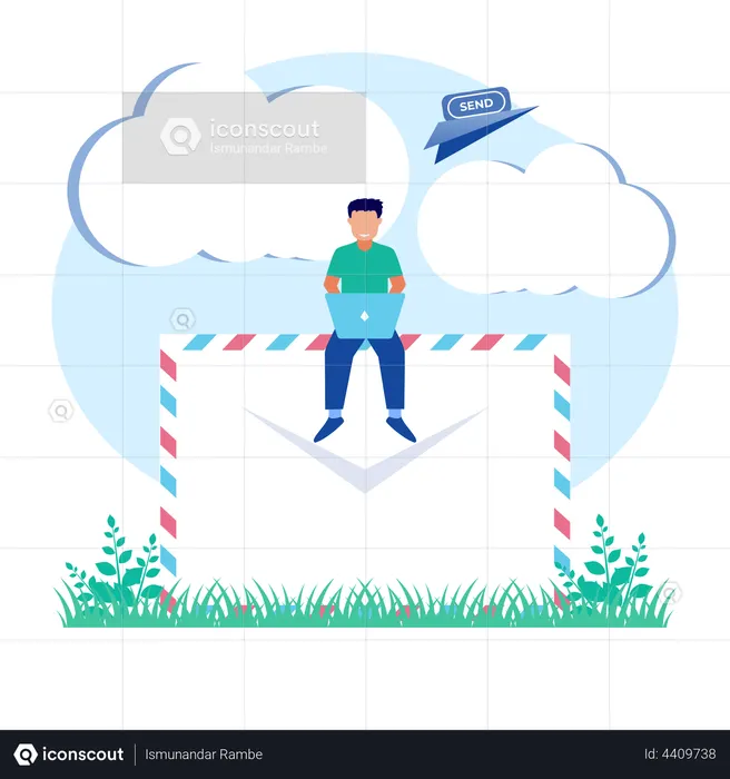Man Using Email Services  Illustration