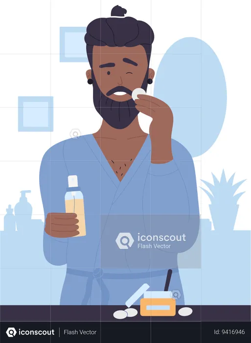Man using face gel  Illustration