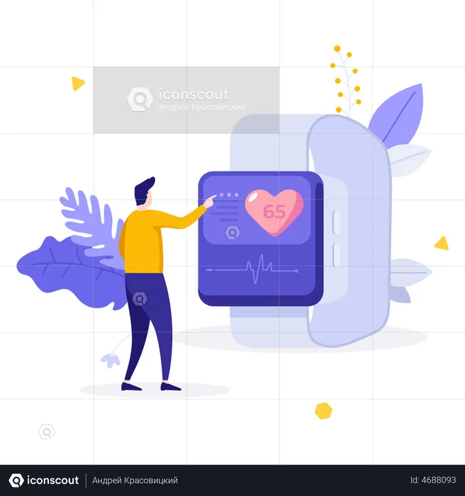 Man using fitness tracking watch  Illustration