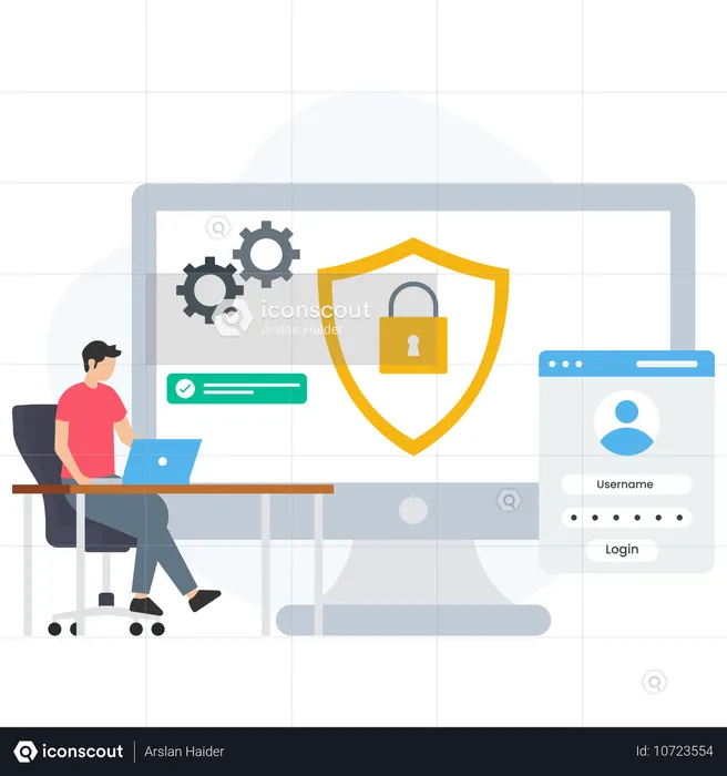 Man Using Internet security  Illustration