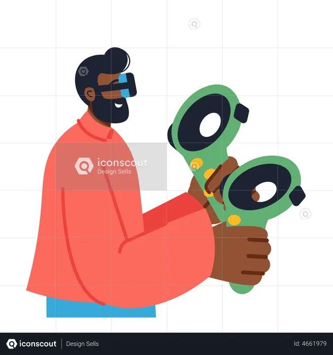Man using Meta game controllers  Illustration
