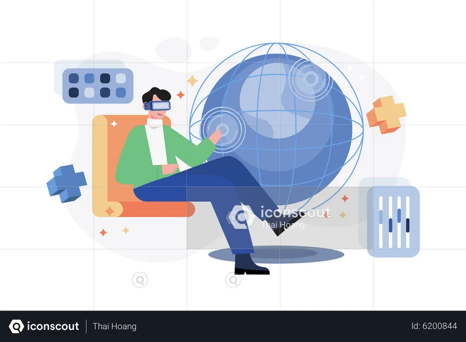 Man using metaverse  Illustration