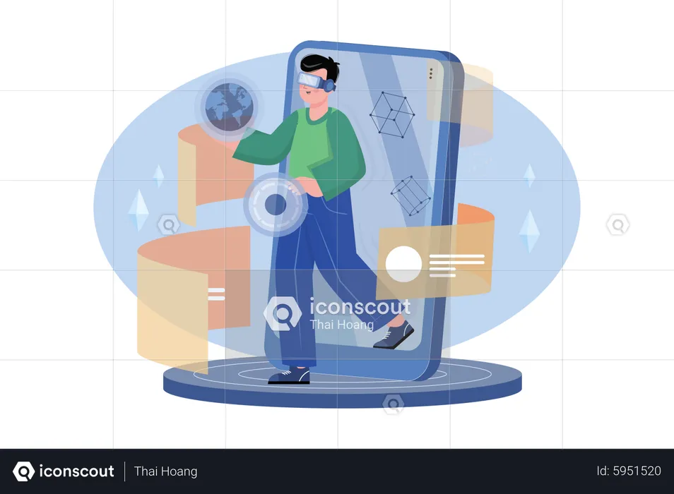 Man using Metaverse Technology  Illustration