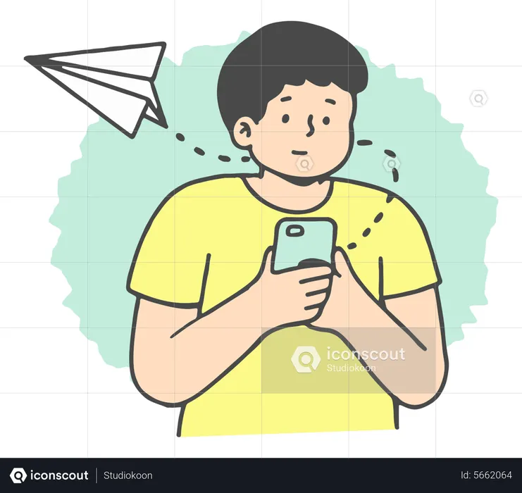 Man using mobile app for chatting online  Illustration