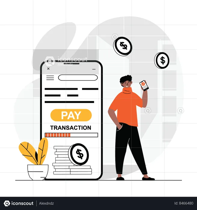 Man using mobile banking to do payment  Illustration