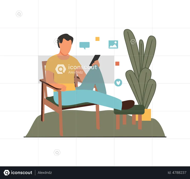 Man using mobile  Illustration