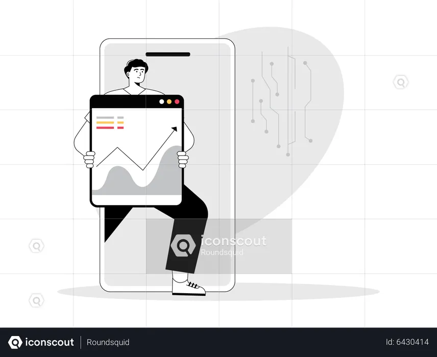 Man using mobile investing app  Illustration