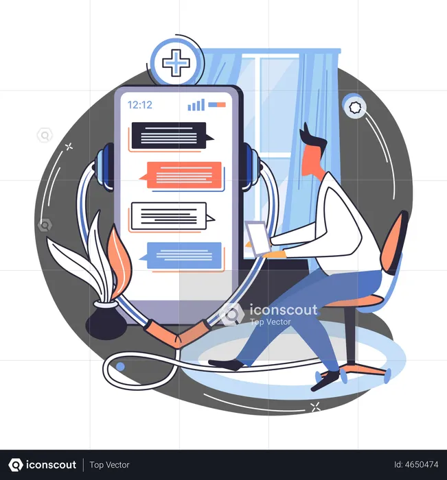 Man using online medical service application  Illustration