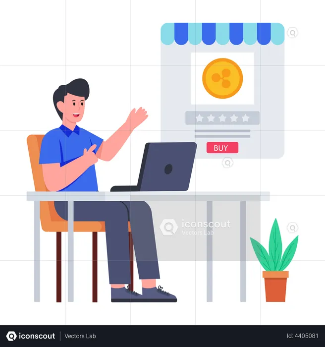 Man using online Ripple store  Illustration