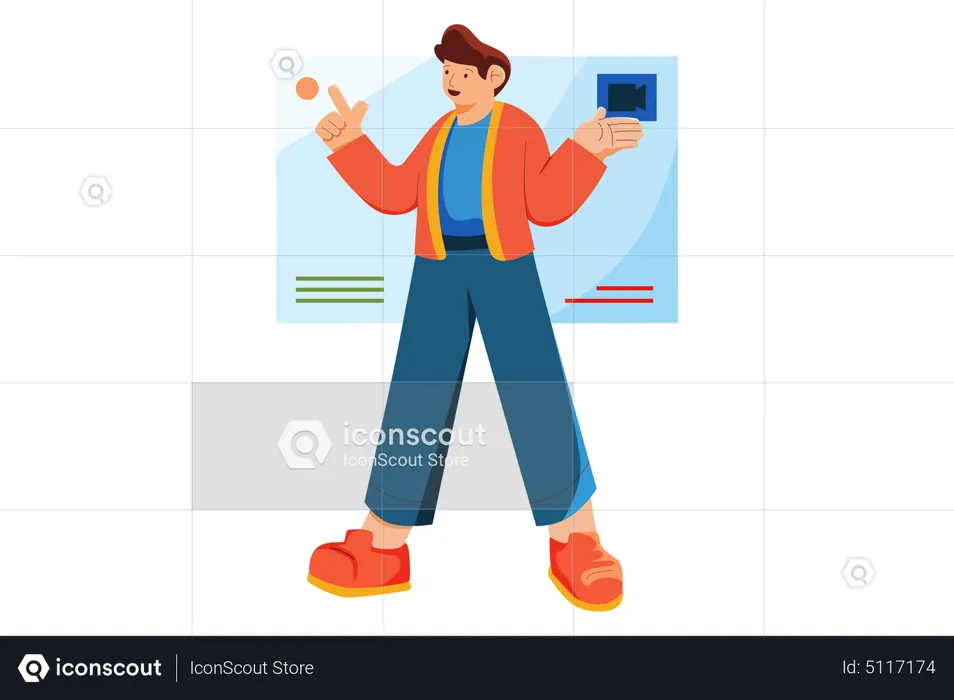 Man using online video conference  Illustration
