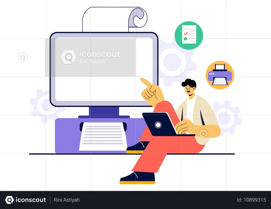Man using printer  Illustration