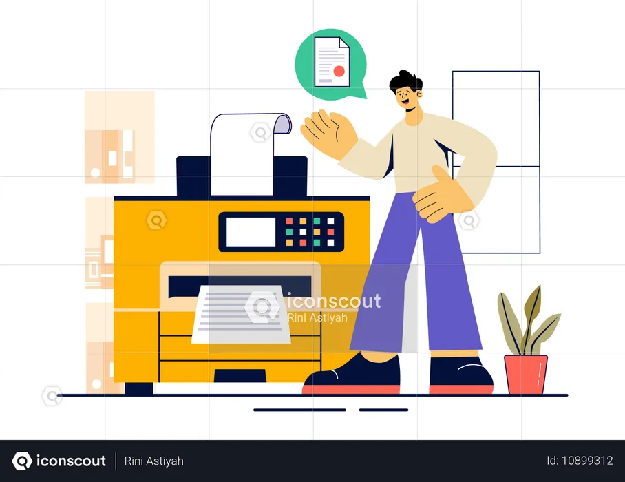 Man using printer  Illustration