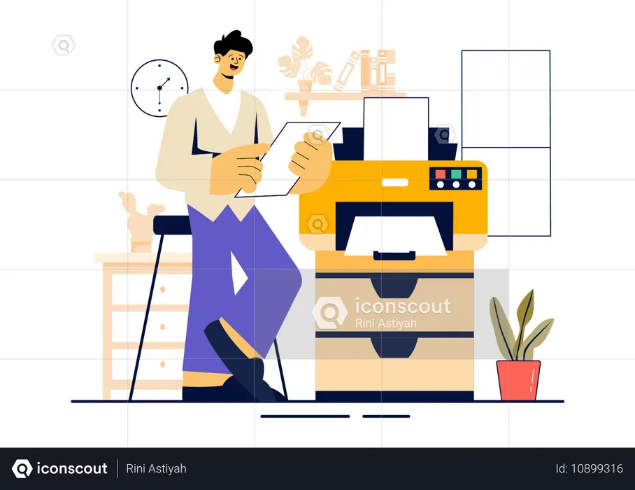 Man using printer  Illustration