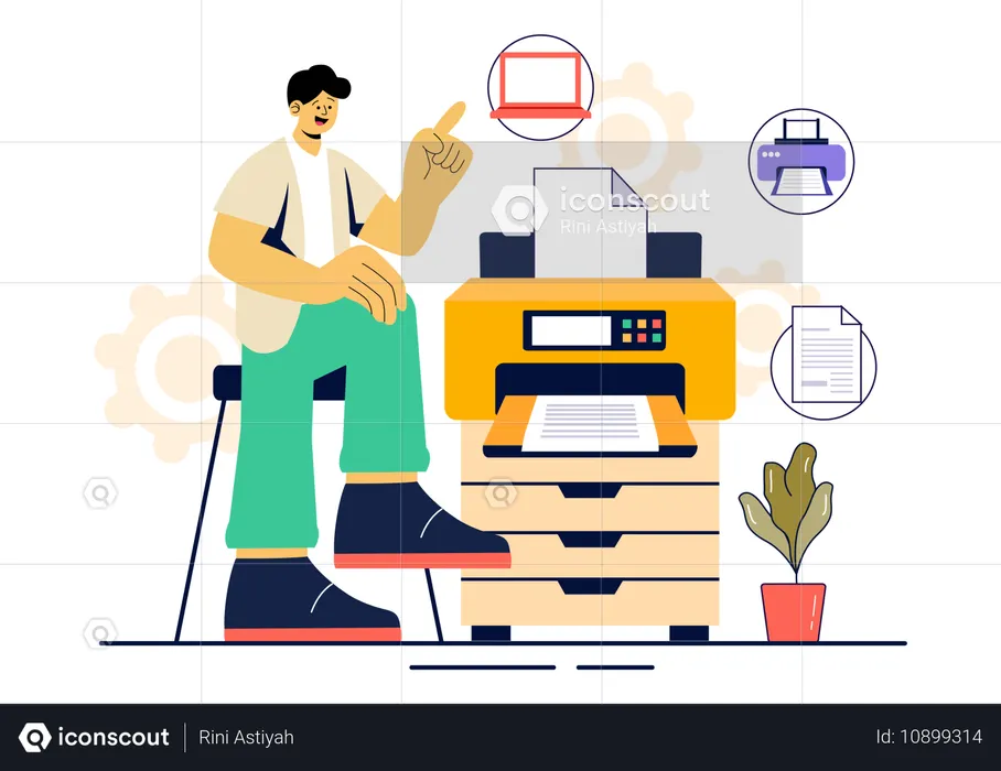 Man using printing machine  Illustration