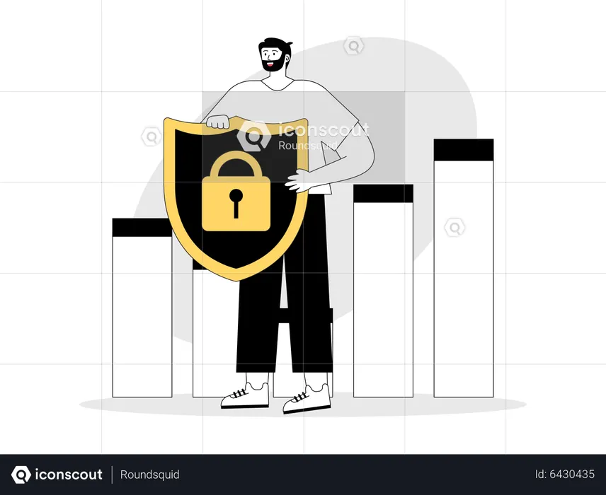 Man using secure investment  Illustration