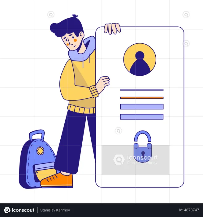 Man using secure login  Illustration