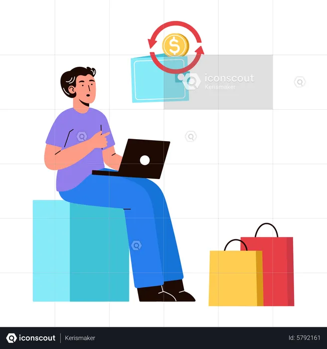 Man using shopping cashback offer  Illustration