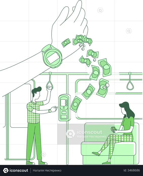 Man using smart watch for payment  Illustration