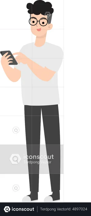 Man Using Smartphone  Illustration