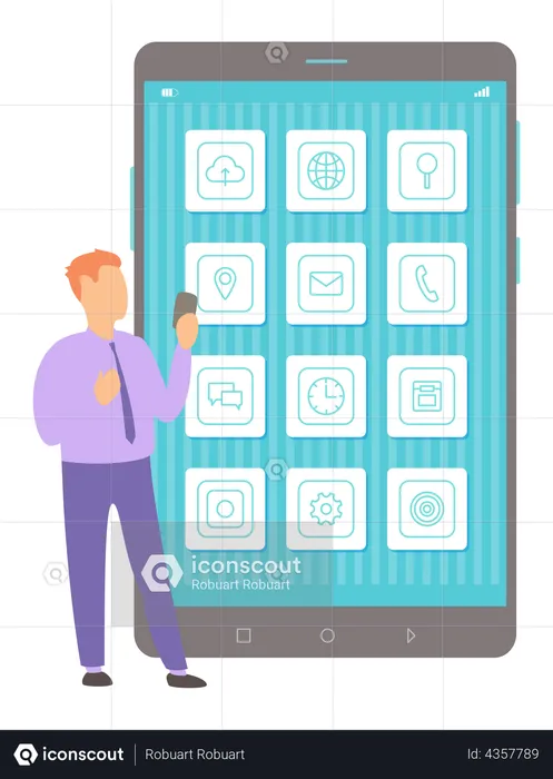Man using smartphone apps  Illustration