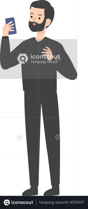 Man Using Smartphone  Illustration