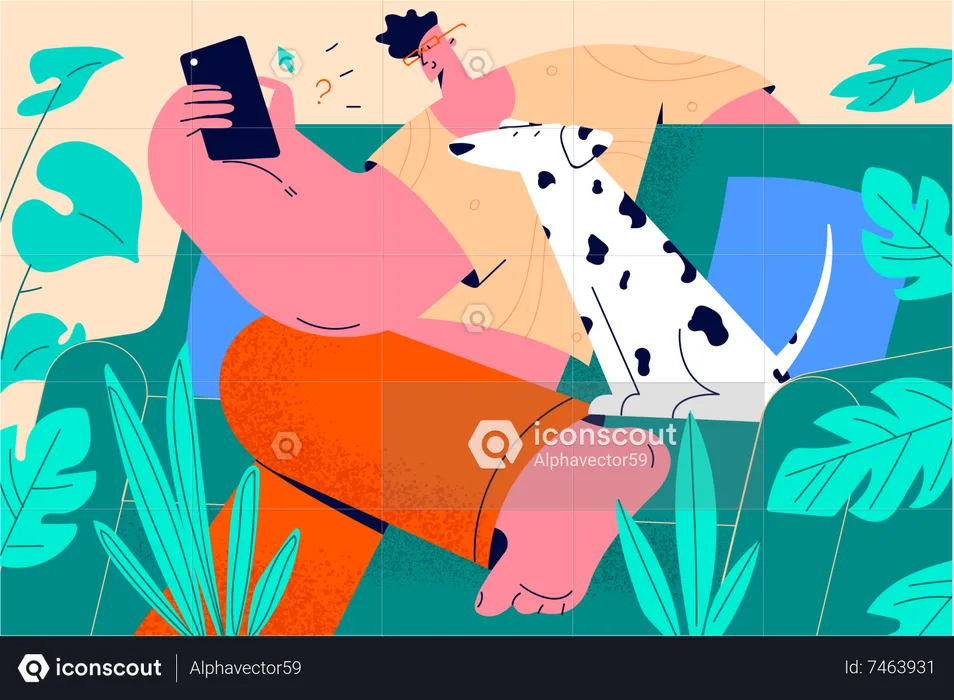 Man using social media  Illustration