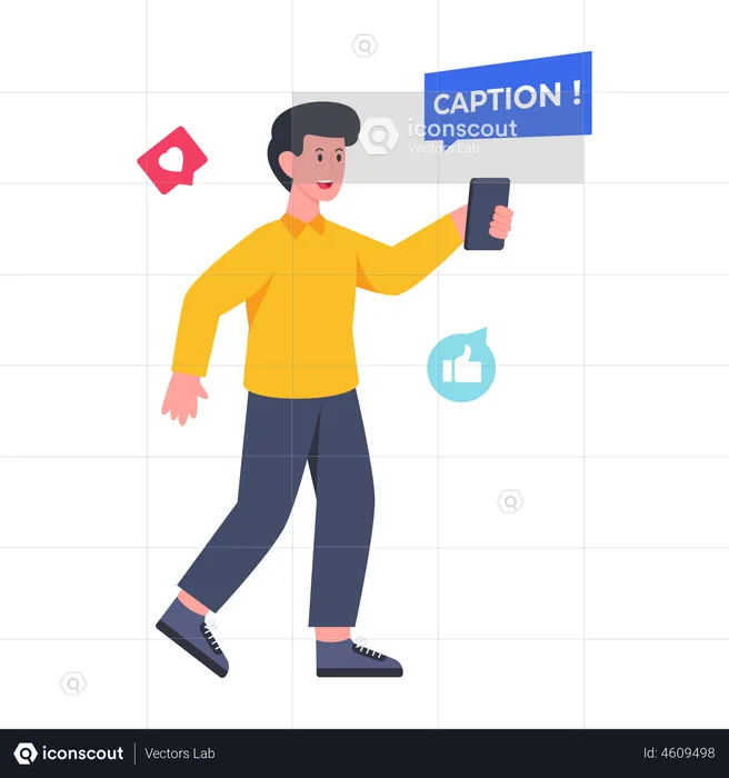 Man using social media app  Illustration